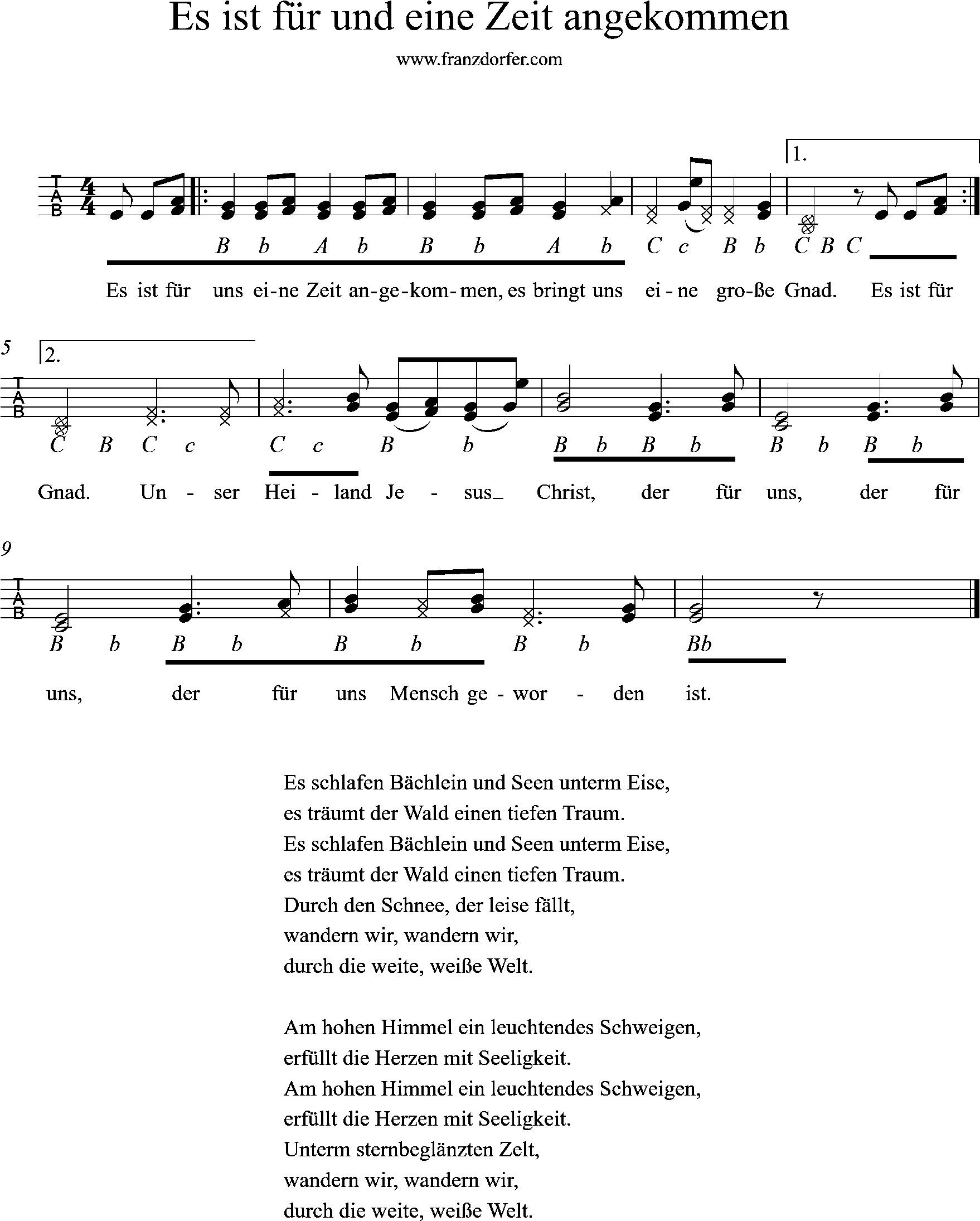 Griffschrift - Es ist für uns eine Zeit angekommen quetschn , Steirische lernen - Es ist für uns eine Zeit angekommen